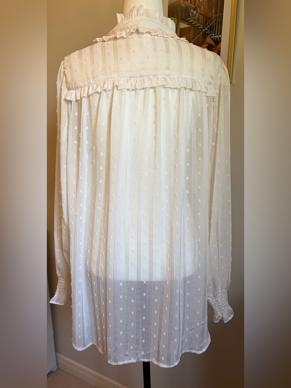 Torrid - Belle Isle Ivory Ruffle-Neck Blouse - Picture 6 of 9
